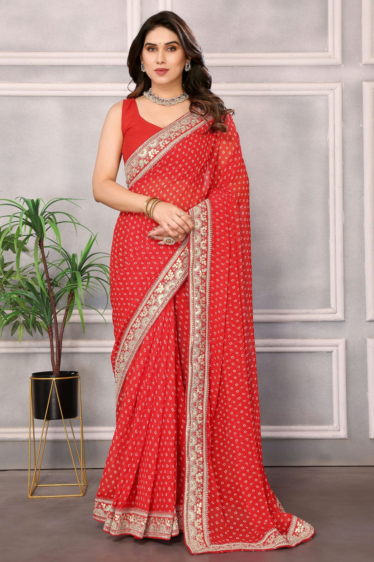 Red Colour Georgette Saree