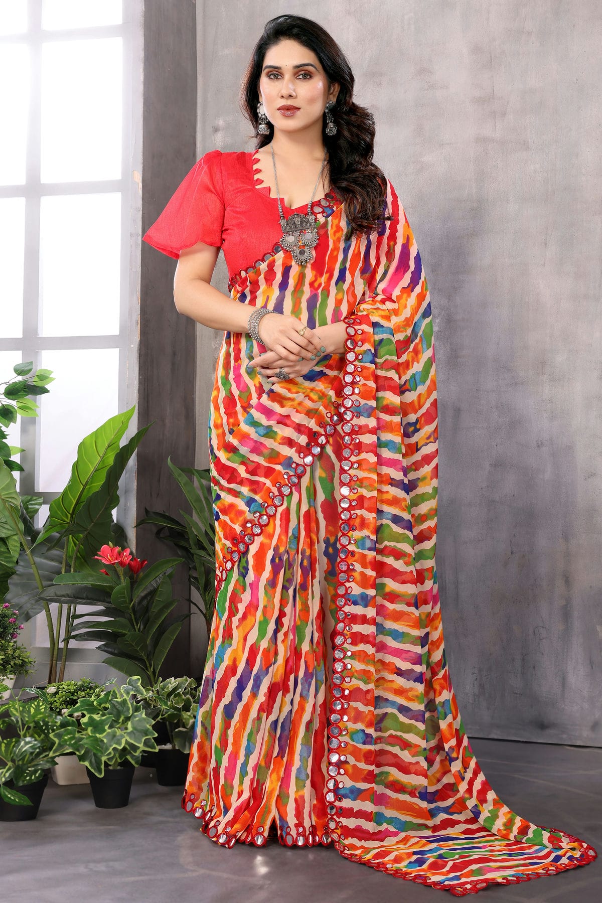 Red Colour Georgette Saree