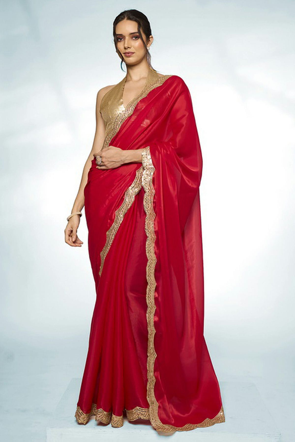 Red Colour Jimmy Choo Designer Saree