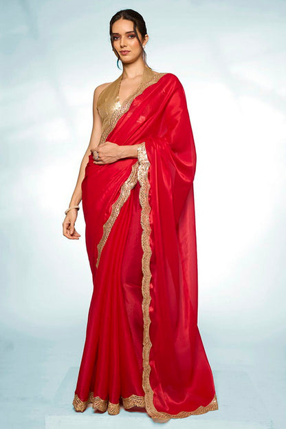 Red Colour Jimmy Choo Designer Saree