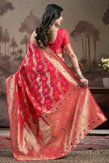 Red Colour Lichi Silk Traditional Saree