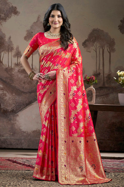 Red Colour Lichi Silk Traditional Saree