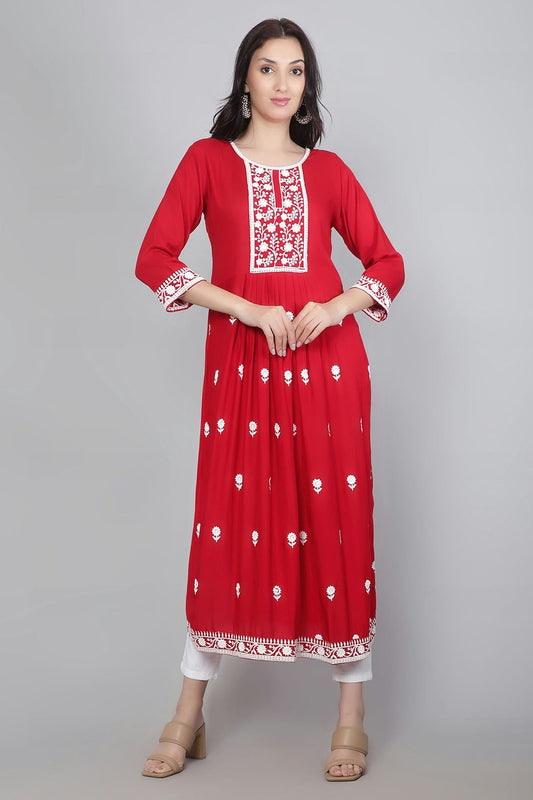 Red Colour Rayon Kurti