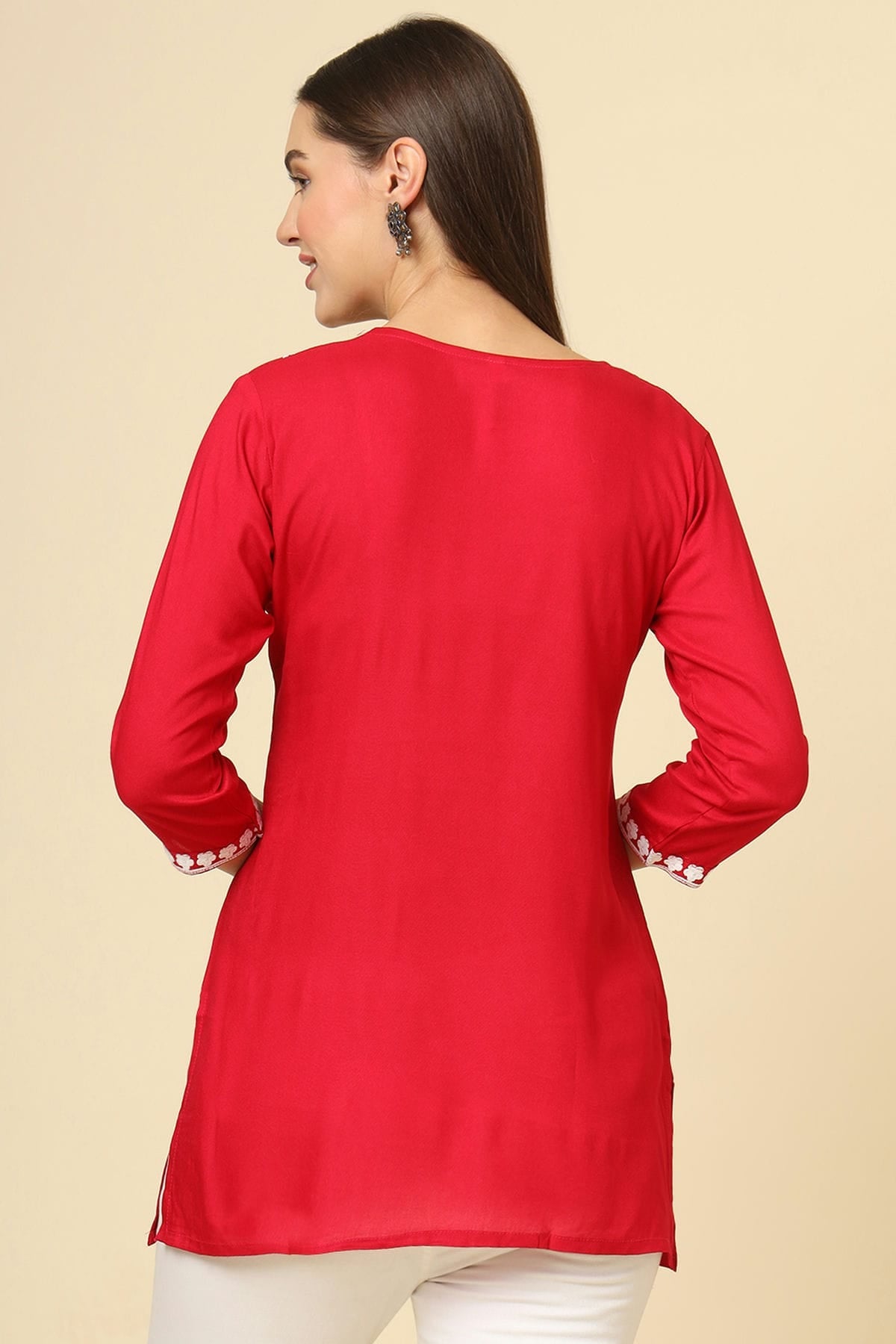 Red Colour Rayon Readymade Top