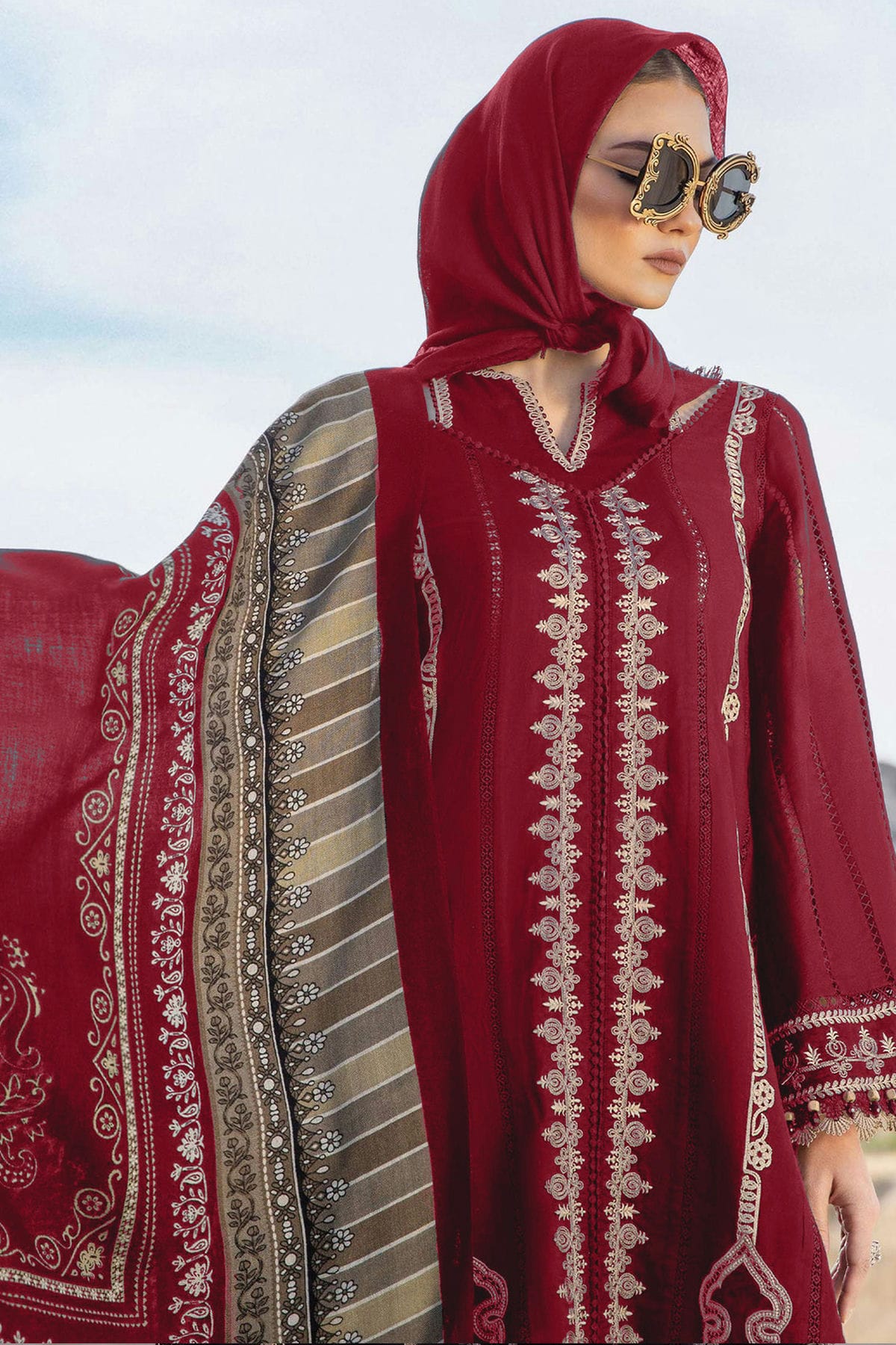 Red Colour Rayon Semi Stitched Pakistani Suit VSSM1250225