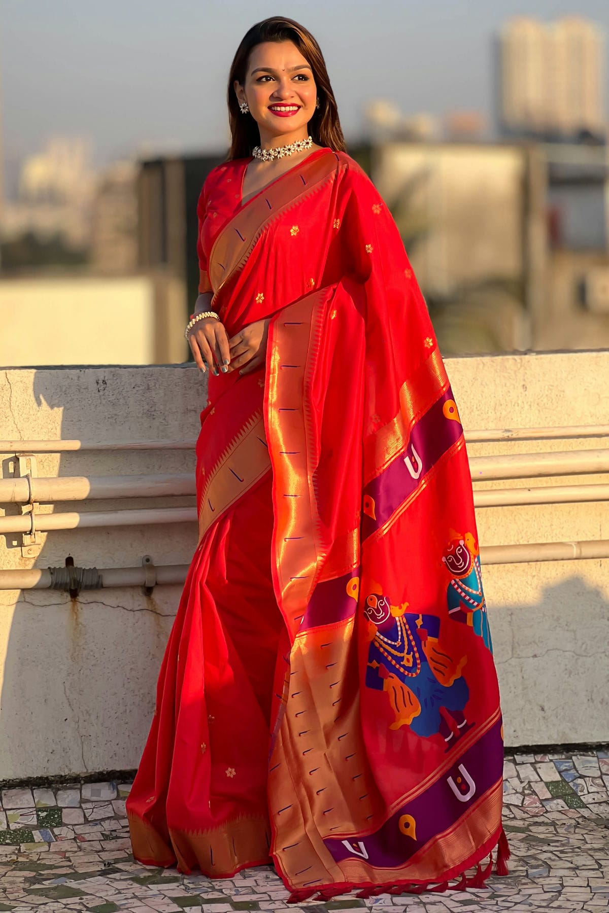 Red Colour Soft Silk Paithani Saree