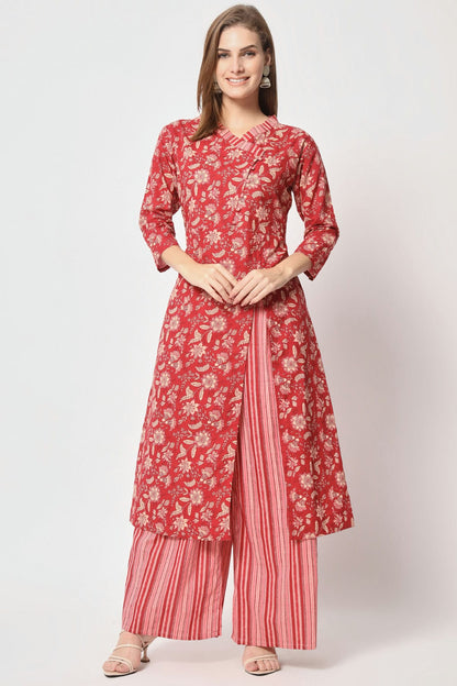 Red-Colour-Stitched-Cotton-Top-and-Bottom-VSTP1112377