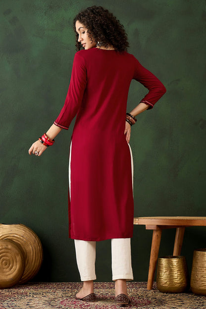 Red Colour Viscose Rayon Kurti VSKR1111271