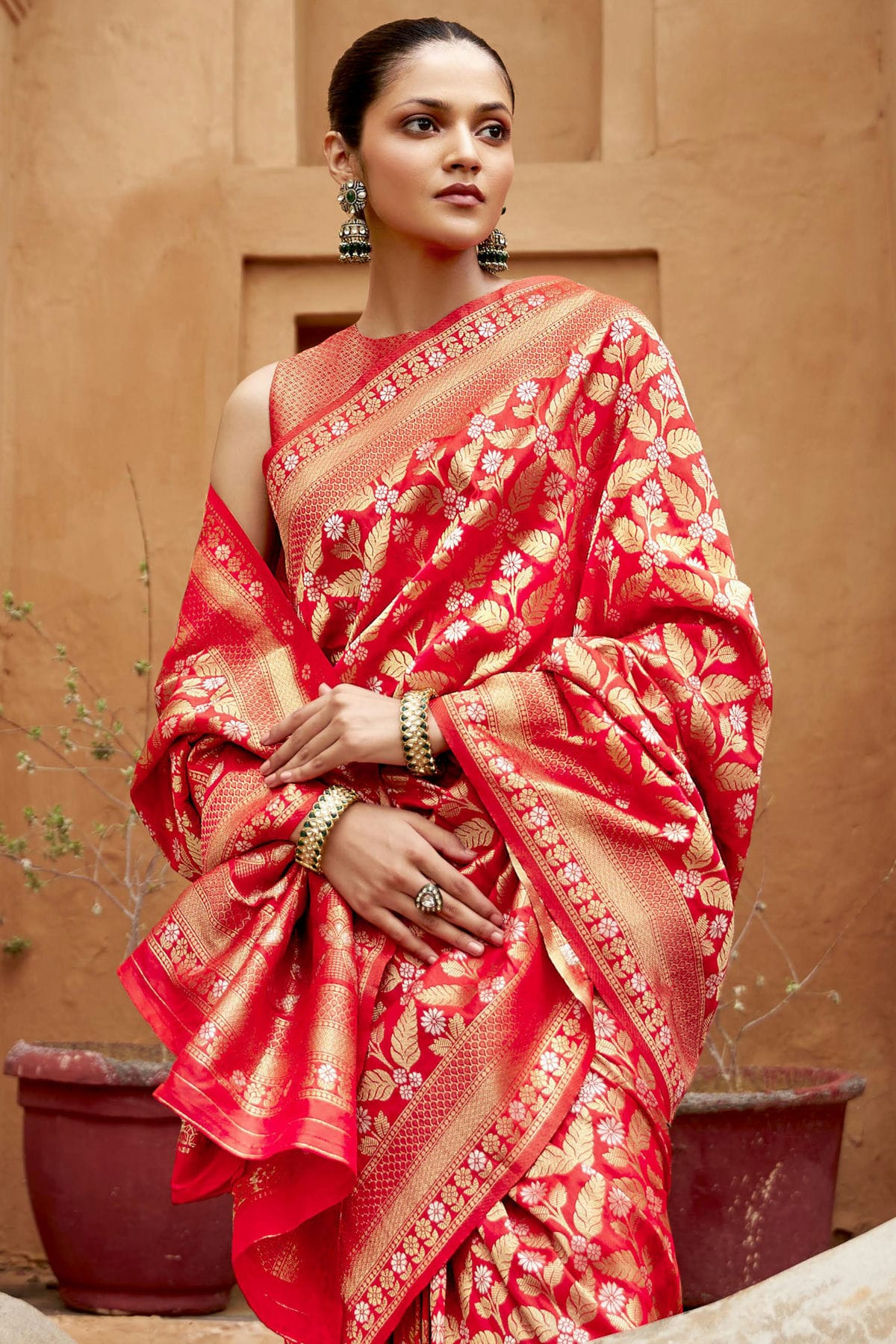 Red Colour Viscose Silk Traditional Saree