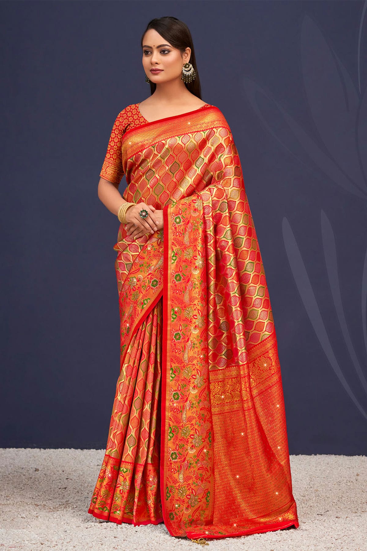 Red Colour Woven Work Banarasi Silk Saree