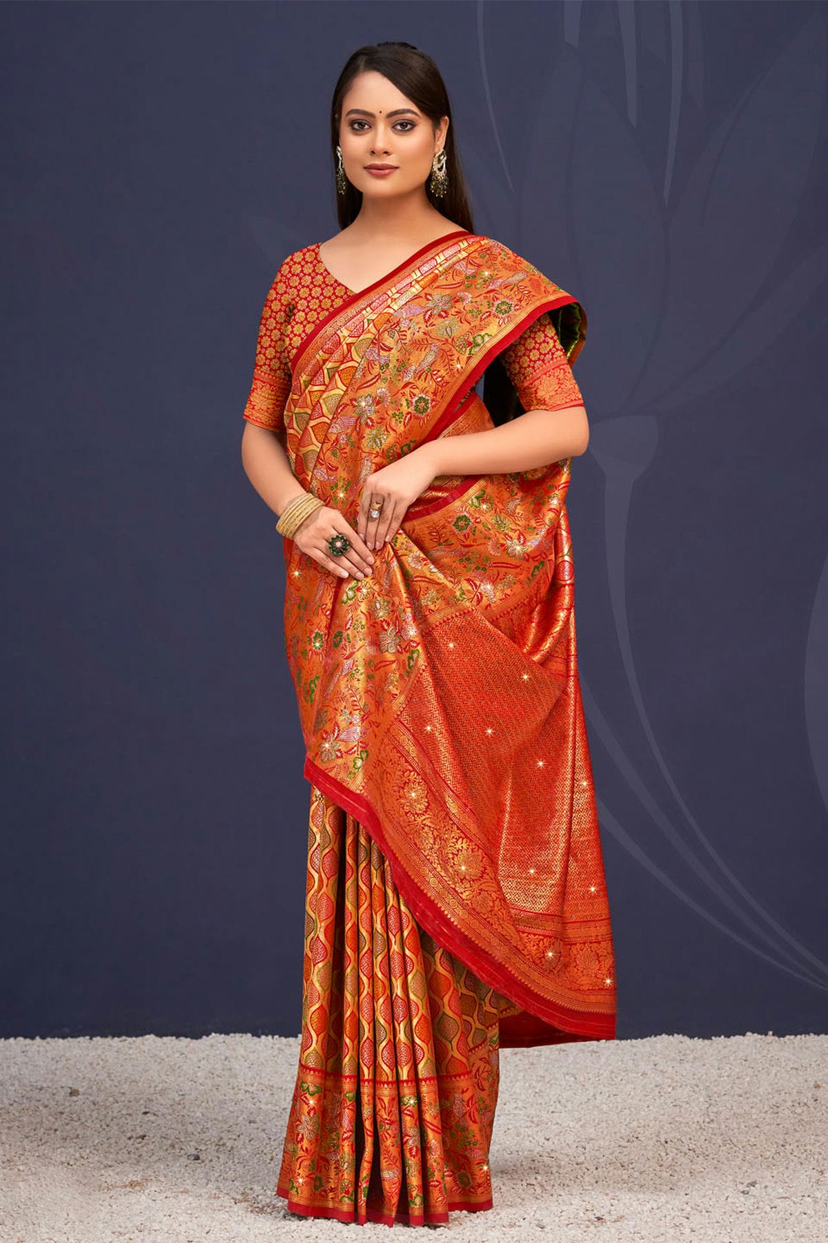 Red Colour Woven Work Banarasi Silk Saree