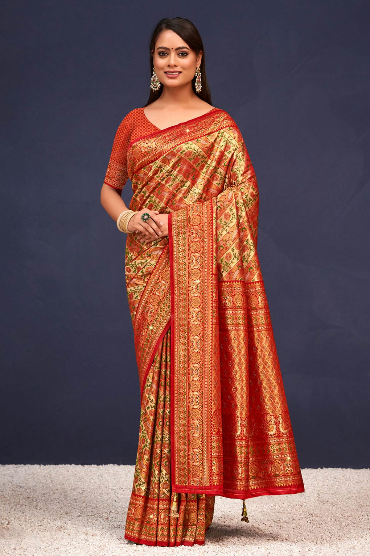 Red Colour Woven Work Banarasi Silk Saree