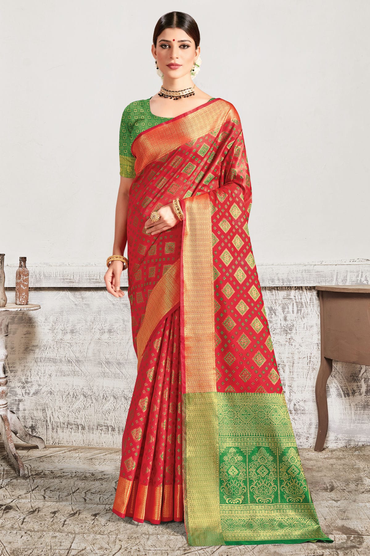 Red Colour Woven Work Patola Silk Saree