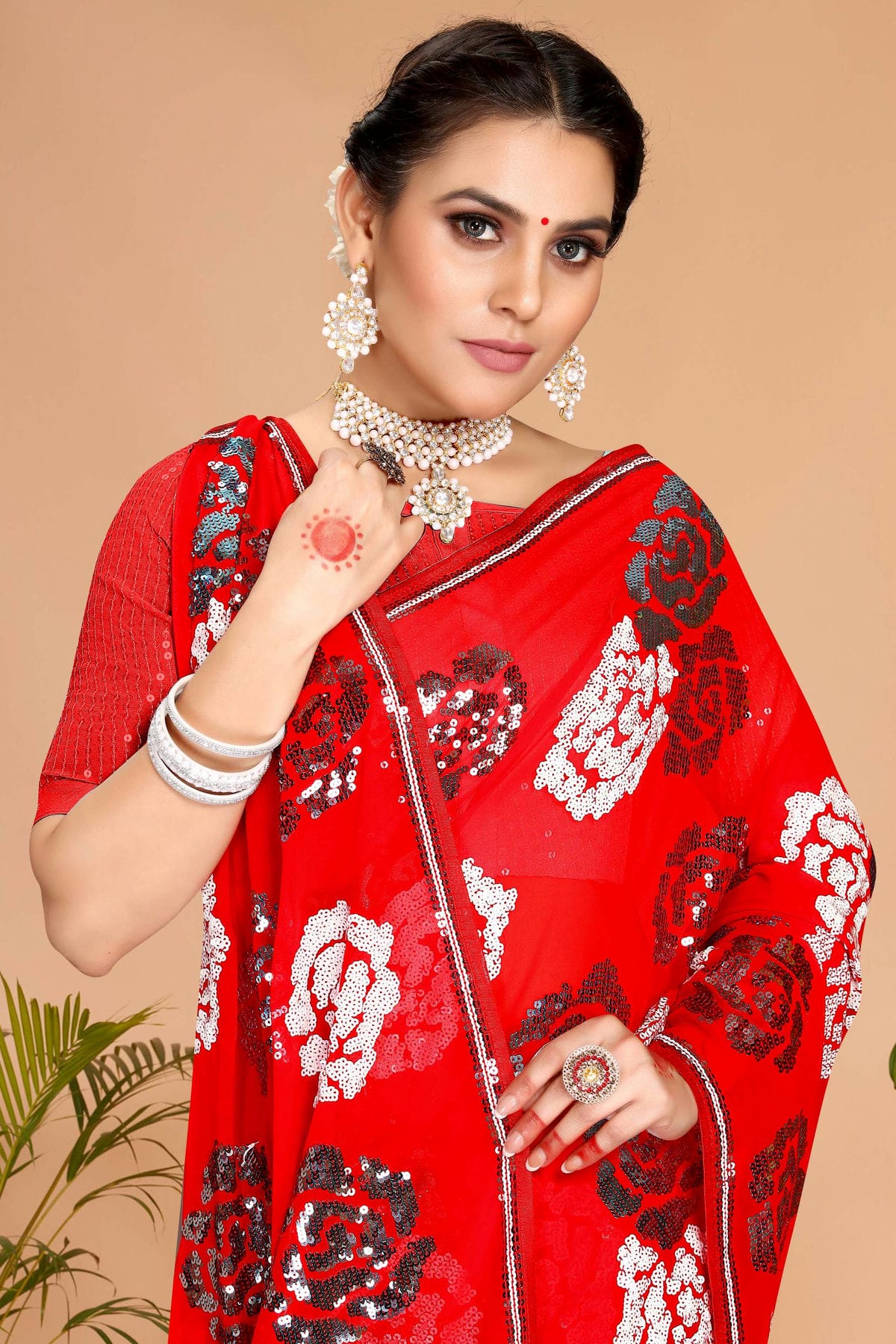 Red Colour Georgette Saree