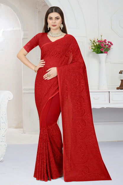 Red Colour Georgette Saree