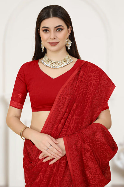 Red Colour Georgette Saree