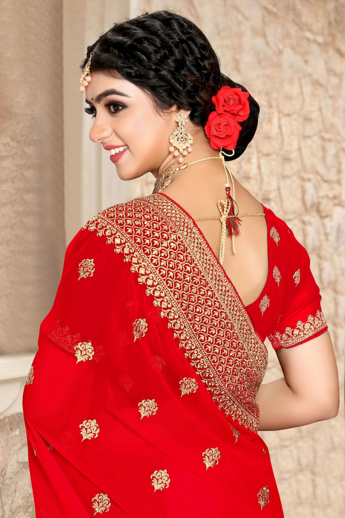 Red Colour Georgette Saree