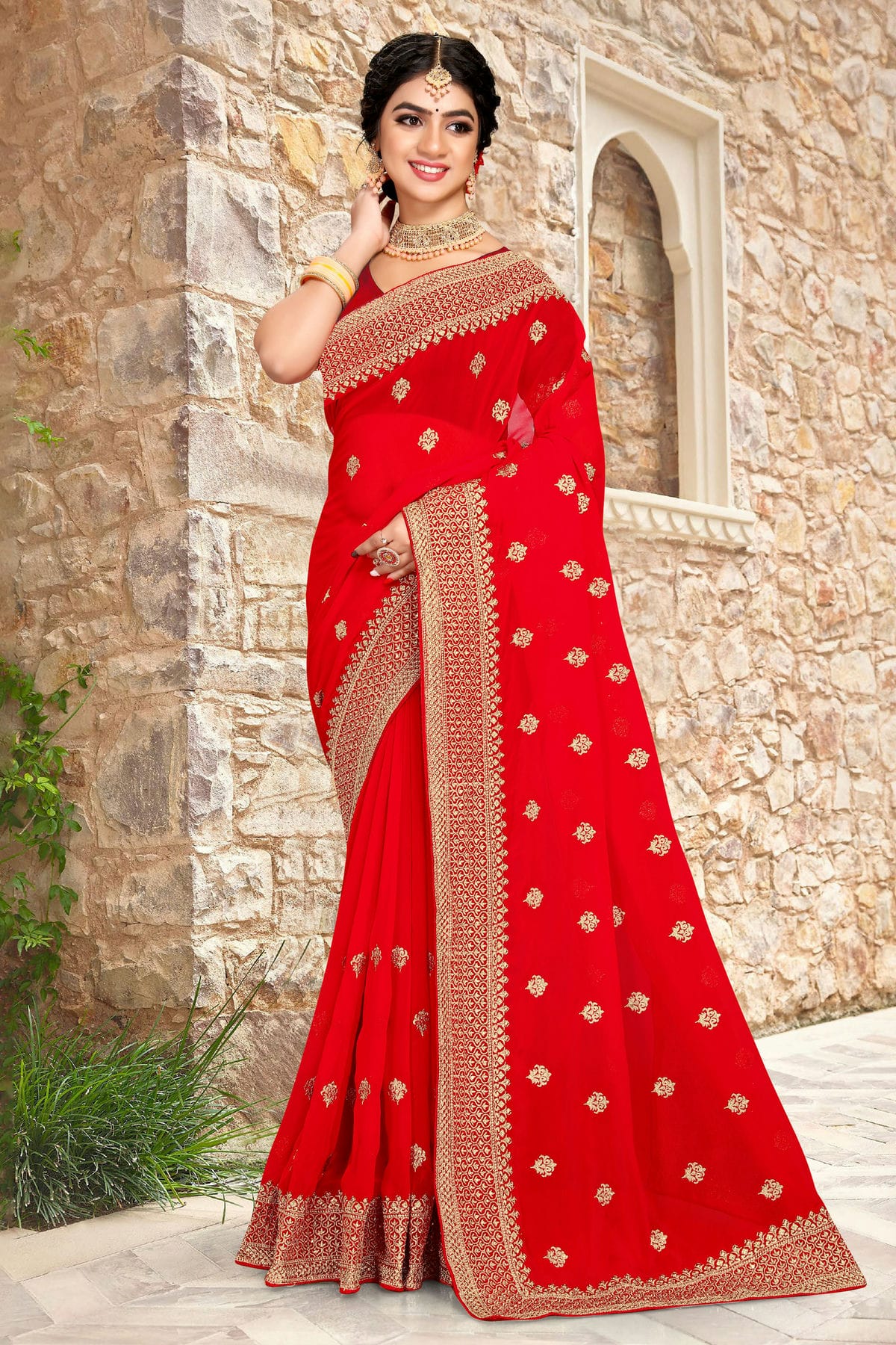 Red Colour Georgette Saree