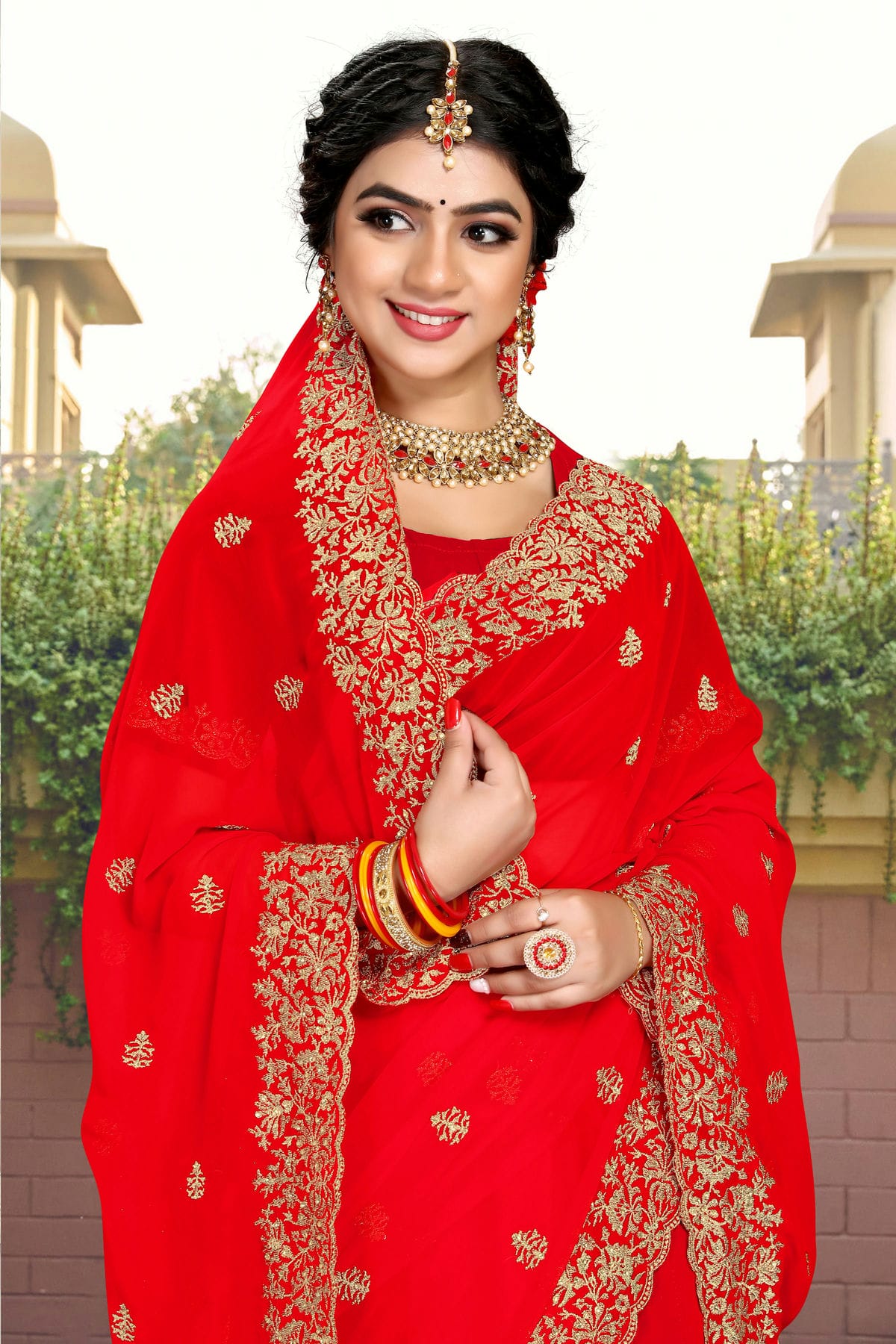 Red Colour Georgette Saree