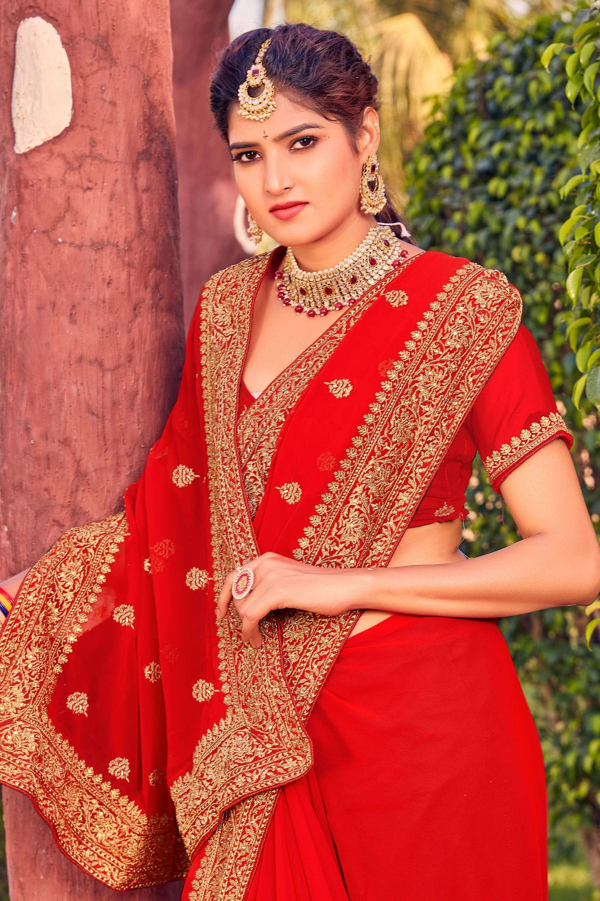 Red Colour Georgette Saree