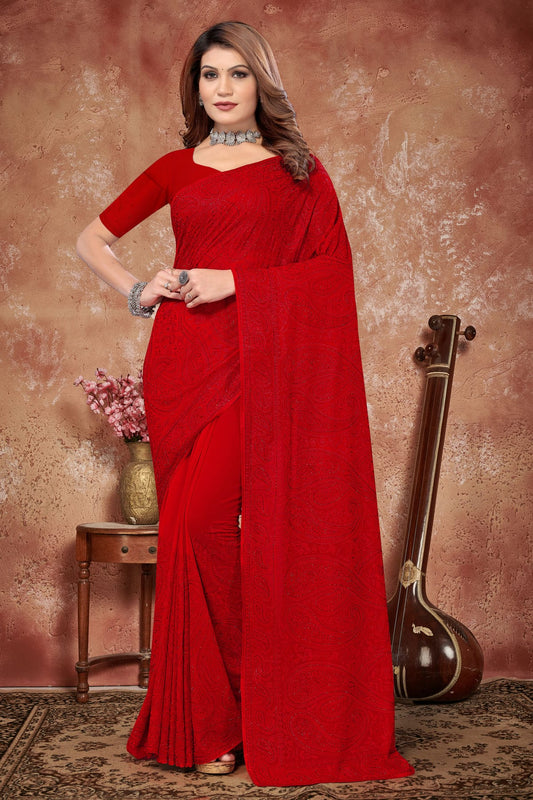 Red Colour Georgette Saree