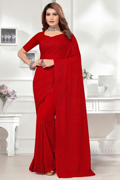 Red Colour Georgette Saree