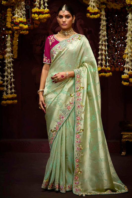 Sea Green Colour Banarasi Kanjivram Designer Saree