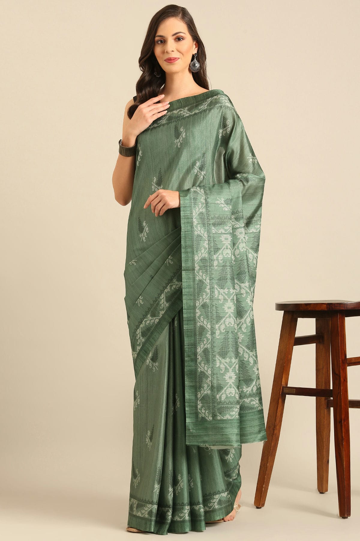 Sea Green Colour Cotton Banglori Handloom Silk Saree