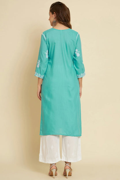 Sea Green Colour Cotton Slub Kurti VSKR1111030