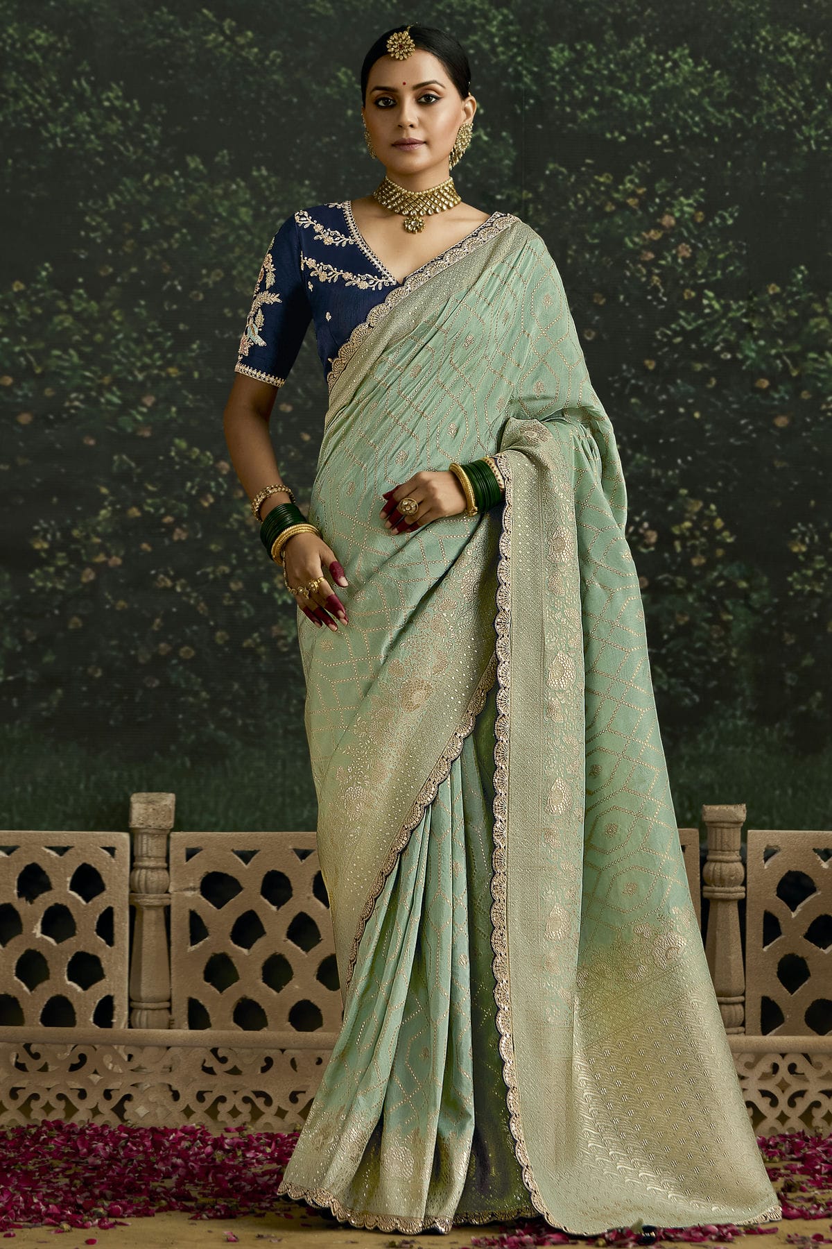 Sea Green Colour Dola Silk Designer Saree