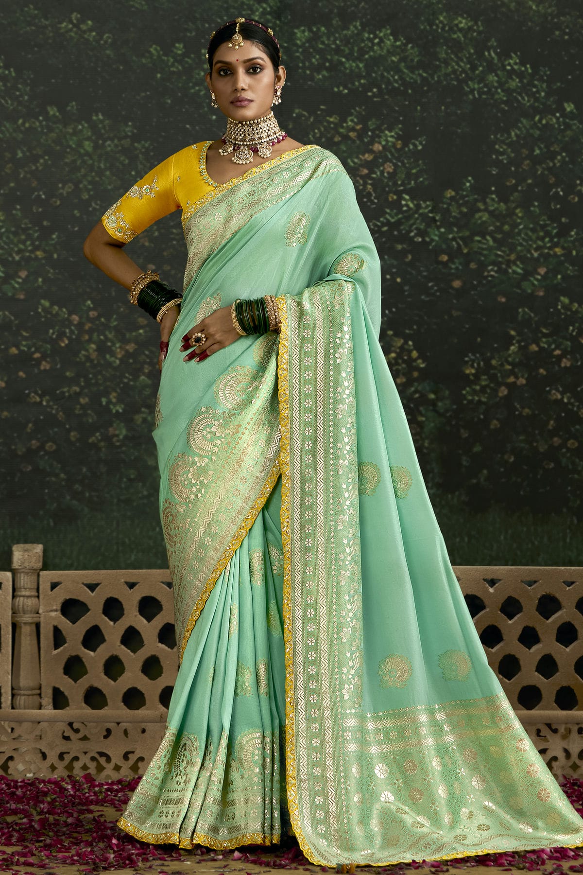 Sea Green Colour Dola Silk Designer Saree