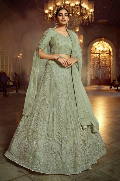 Sea Green Colour Embroidery Soft Net Lehenga Choli