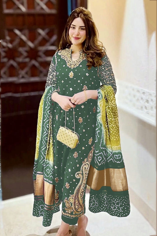 Sea Green Colour Faux Georgette Pakistani Suit