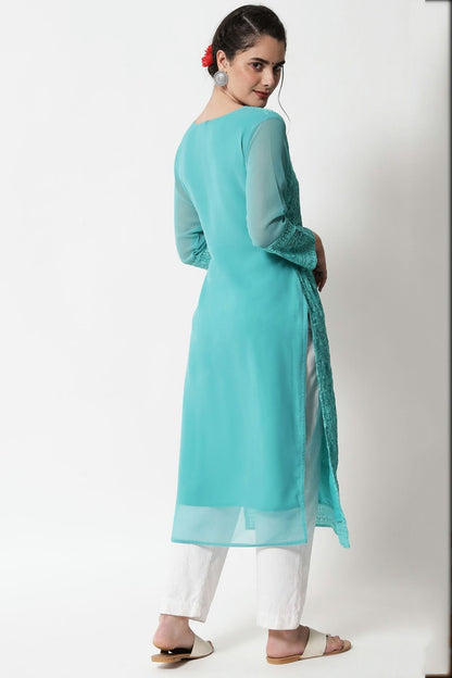 Sea Green Colour Georgette Kurti VSKR1111283