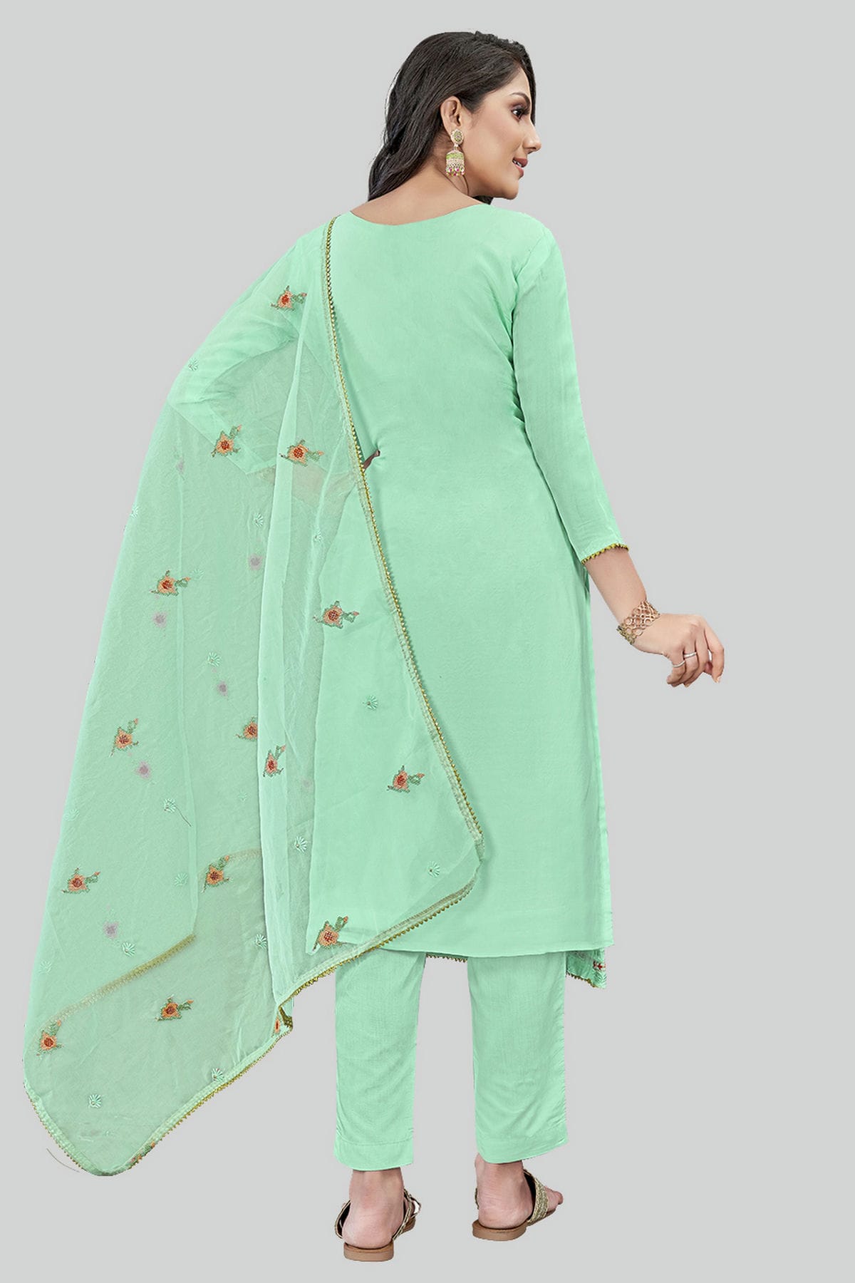 Sea Green Colour Modal Silk Pant Style Suit VSSM1110643