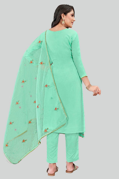 Sea Green Colour Modal Silk Pant Style Suit