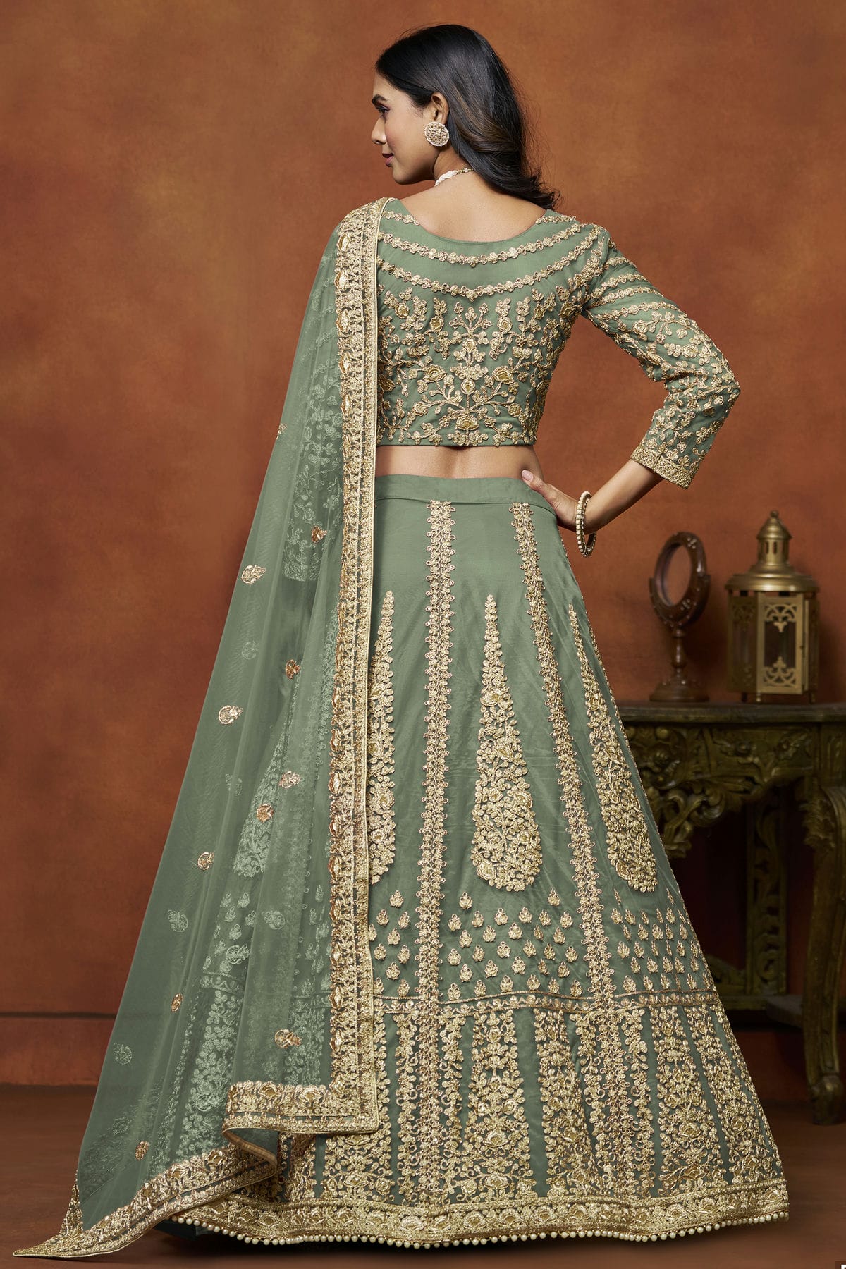 Sea Green Colour Net Lehenga Choli