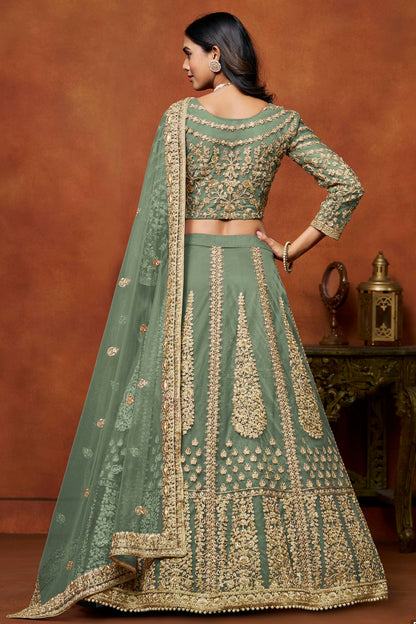 Sea Green Colour Net Lehenga Choli