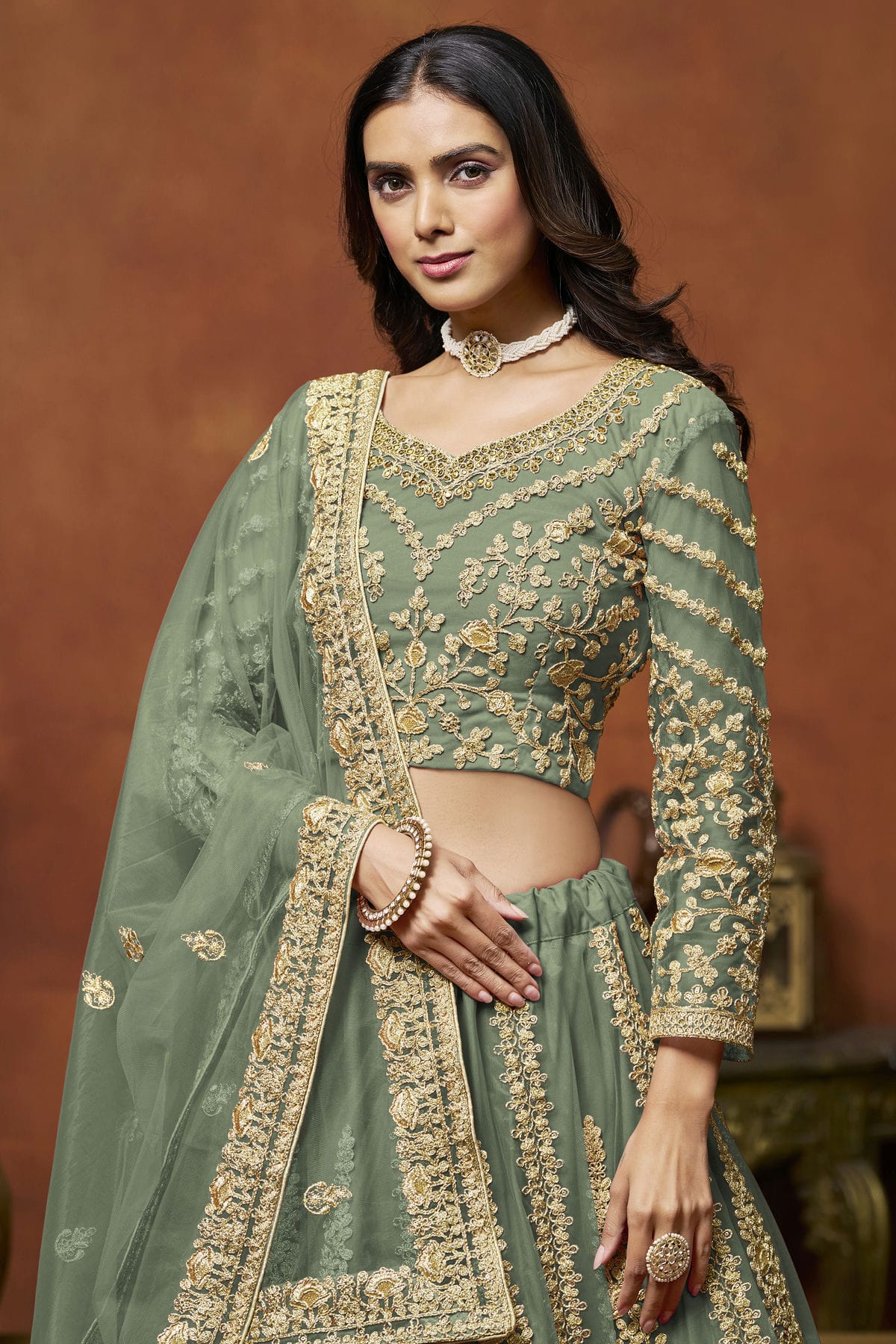 Sea Green Colour Net Lehenga Choli