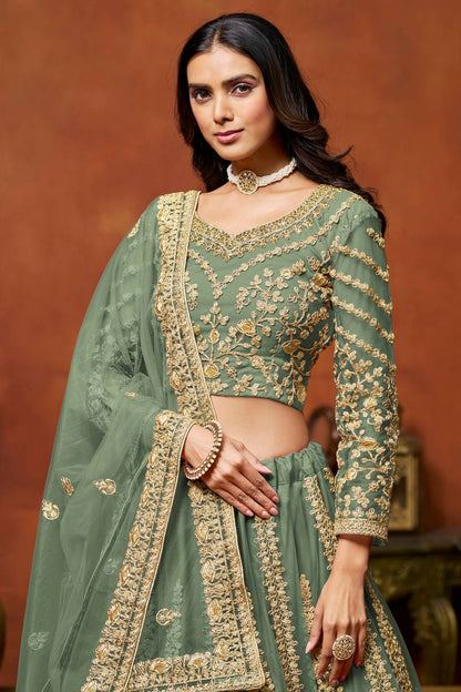 Sea Green Colour Net Lehenga Choli