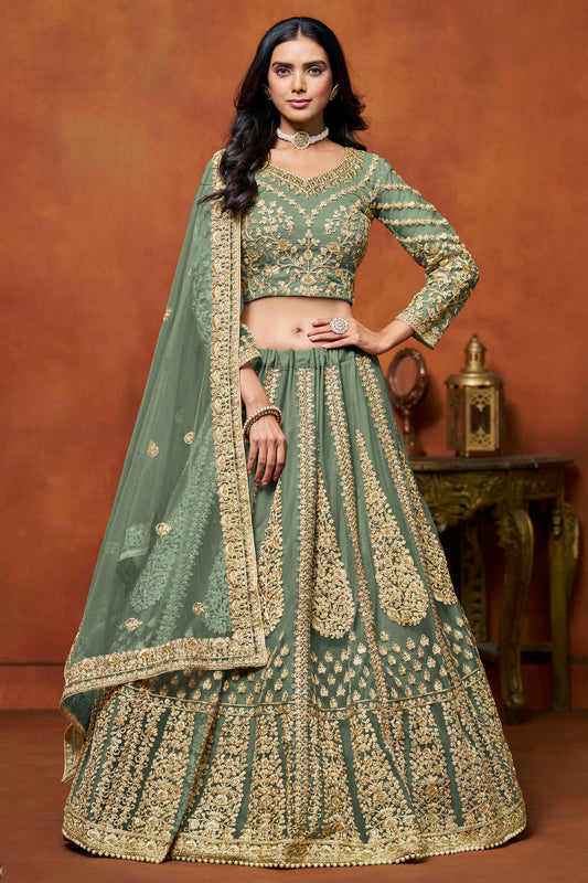 Sea Green Colour Net Lehenga Choli