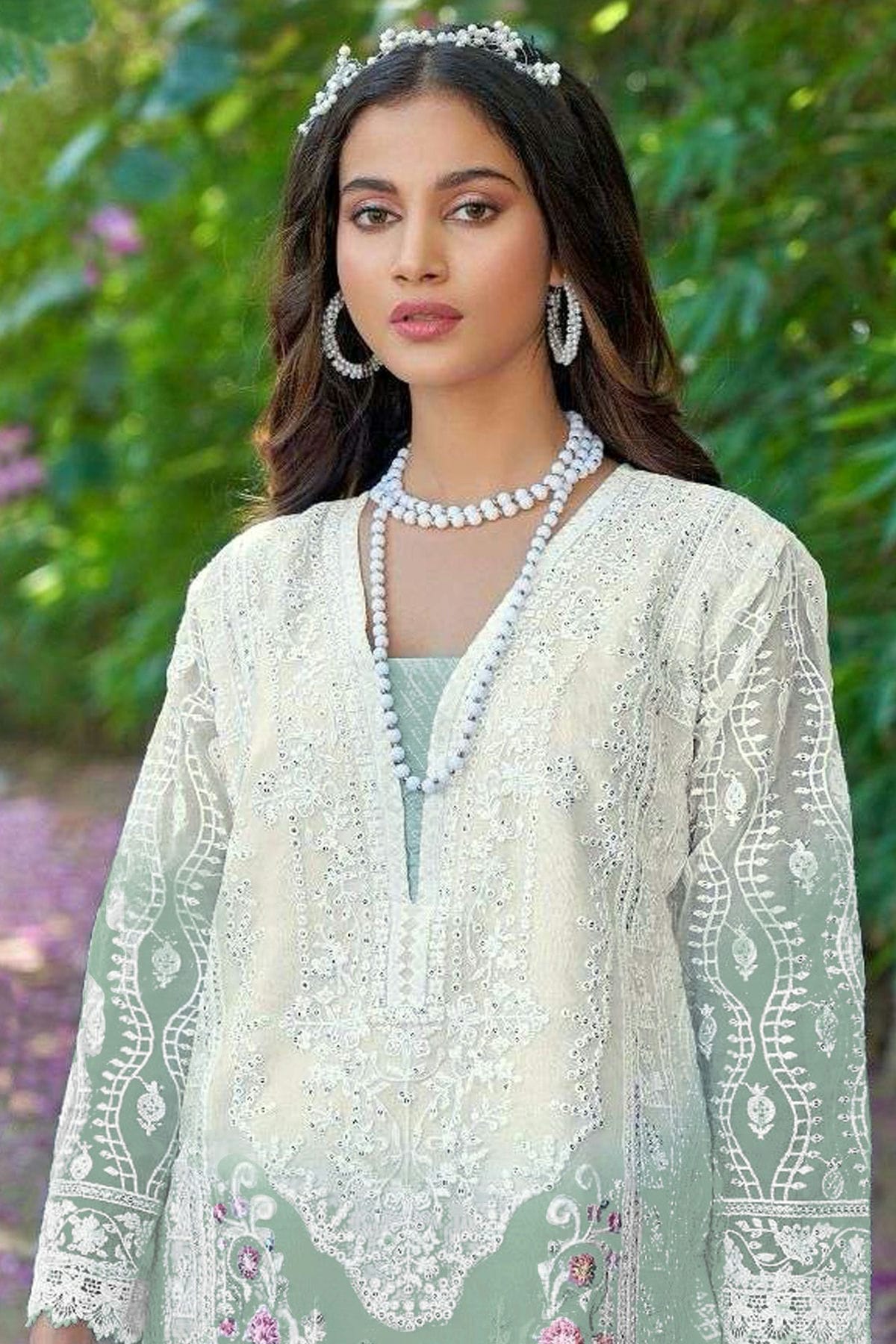 Sea Green Colour Organza Pakistani Suit