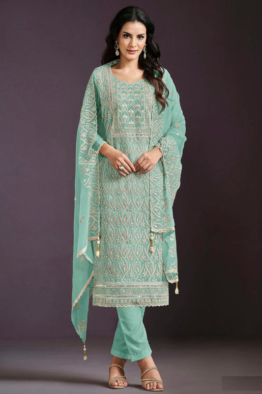 Sea-Green-Colour-Semi-Stitched-Chinon-Straight-Suit-VSSM1112778