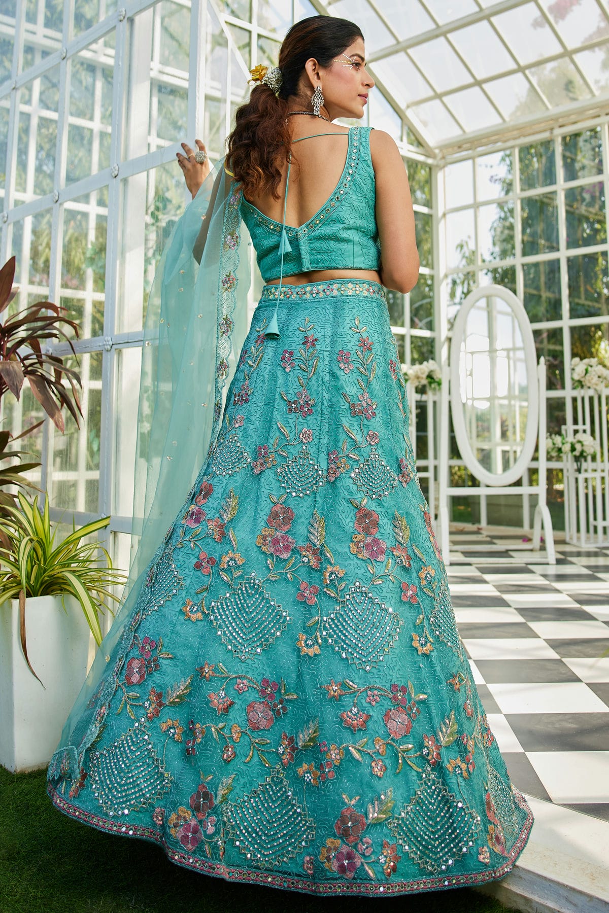 Sea Green Colour Semi Stitched Net Lehenga Choli VSLC1112532