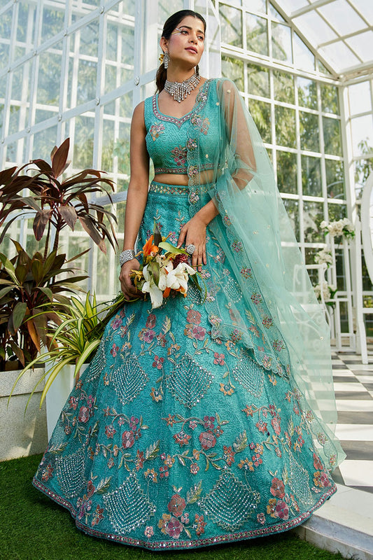 Sea-Green-Colour-Semi-Stitched-Net-Lehenga-Choli-VSLC1112532