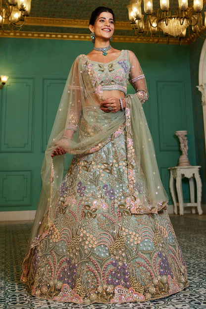 Sea-Green-Colour-Semi-Stitched-Net-Lehenga-Choli-VSLC1112543