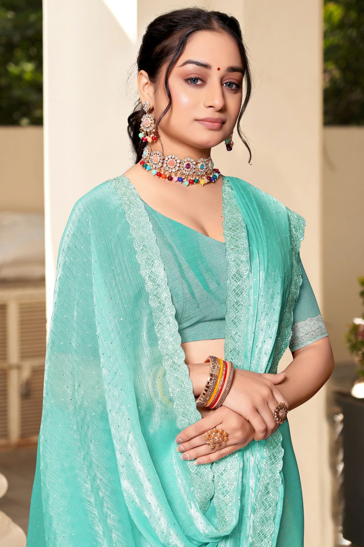 Sea Green Colour Soft Silk Designer Saree