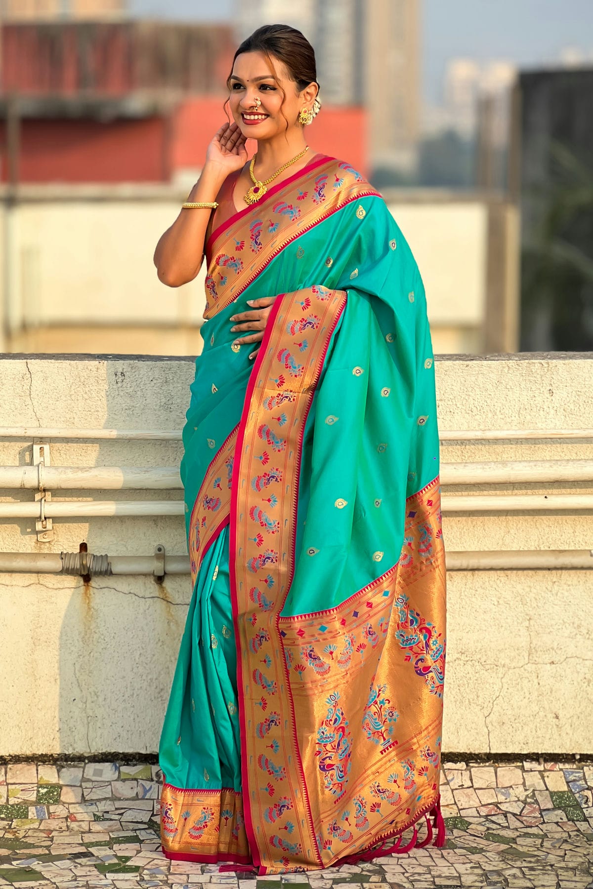 Sea Green Colour Soft Silk Traditional Saree