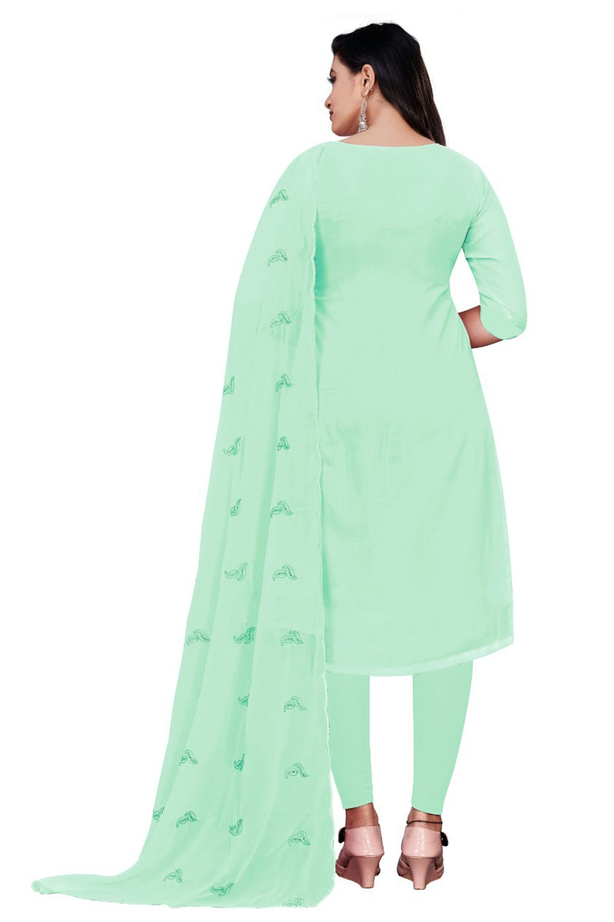 Sea Green Colour Unstitched Georgette Straight Suit