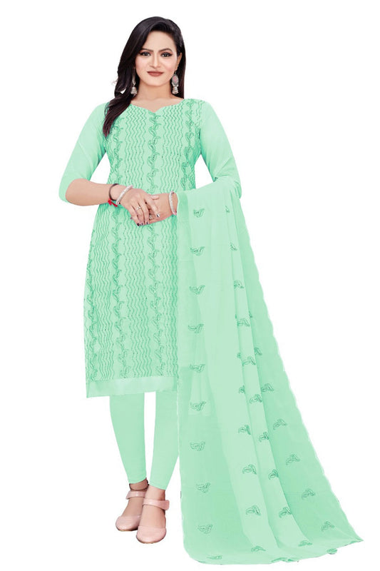 Sea Green Colour Unstitched Georgette Straight Suit